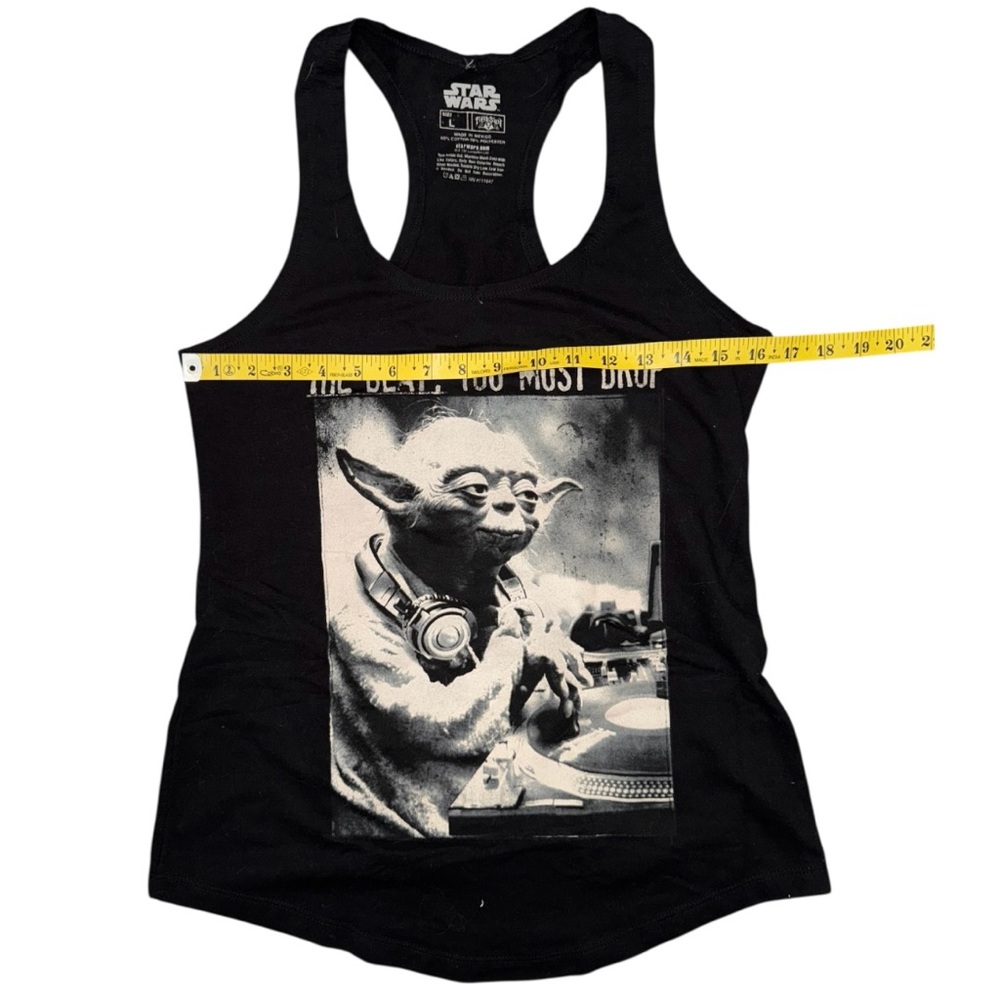 Star Wars Black Yoda DJ The Beat You Must Drop Racerback Tank - Picture 6 of 7